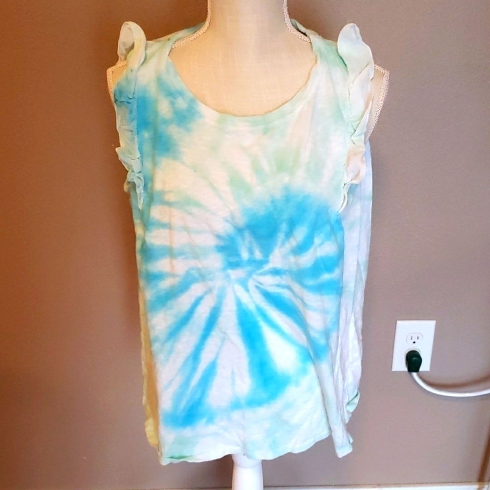 Knox Rose tie dye boho ruffles sleeves blouse Summer Feminine Resortwear